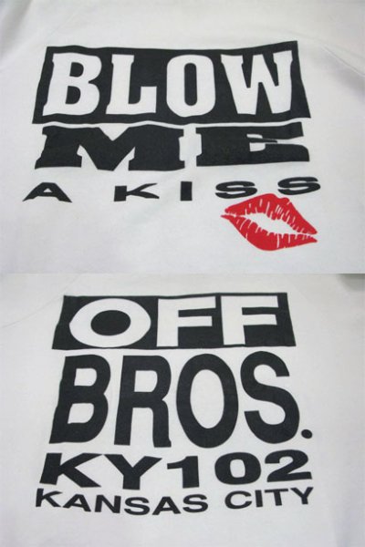 画像1: 1990's "BLOW ME A KISS"  Print Sweat Shirts  WHITE　size M (表記 L)