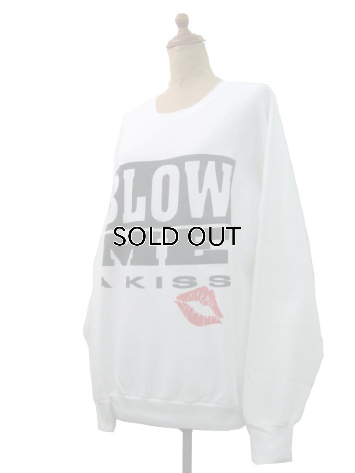 画像2: 1990's "BLOW ME A KISS"  Print Sweat Shirts  WHITE size M (表記 L) (2)