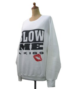 画像2: 1990's "BLOW ME A KISS"  Print Sweat Shirts  WHITE　size M (表記 L) (2)