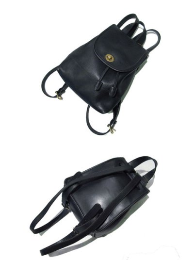 画像1: OLD COACH Leather Mini Back Pack 　BLACK　 made in Turkey