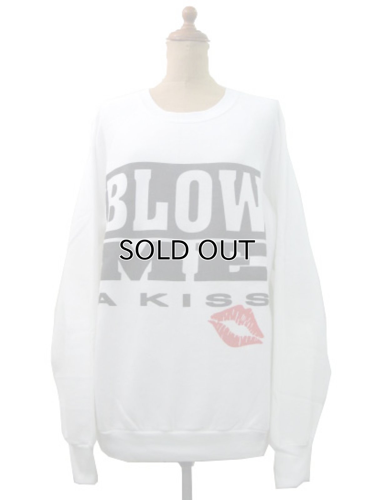 画像1: 1990's "BLOW ME A KISS"  Print Sweat Shirts  WHITE　size M (表記 L) (1)