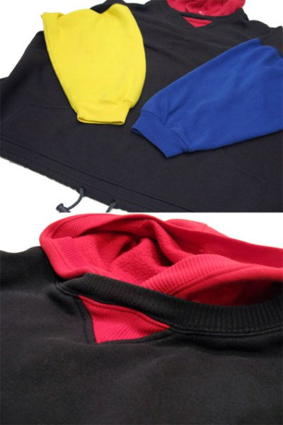 画像1: 1990's~ "VEBEZIA"  Multi Color Sweat Parka  BLACK/YELLOW/RED/BLUE　size XL ~ (表記 26/28)