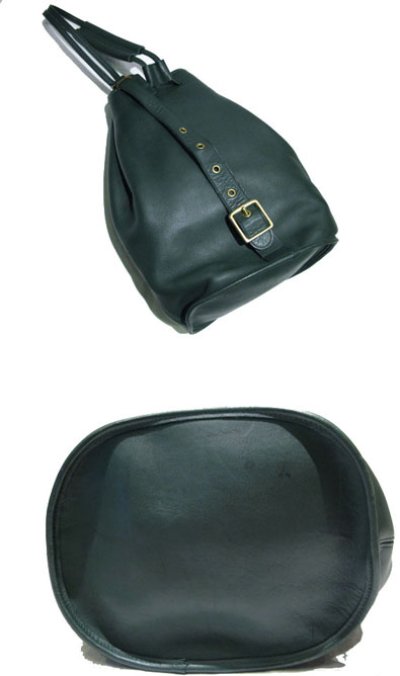 画像1: 1980-90's OLD COACH Leather Shoulder Bag 　GREEN　 made in NEW YORK USA