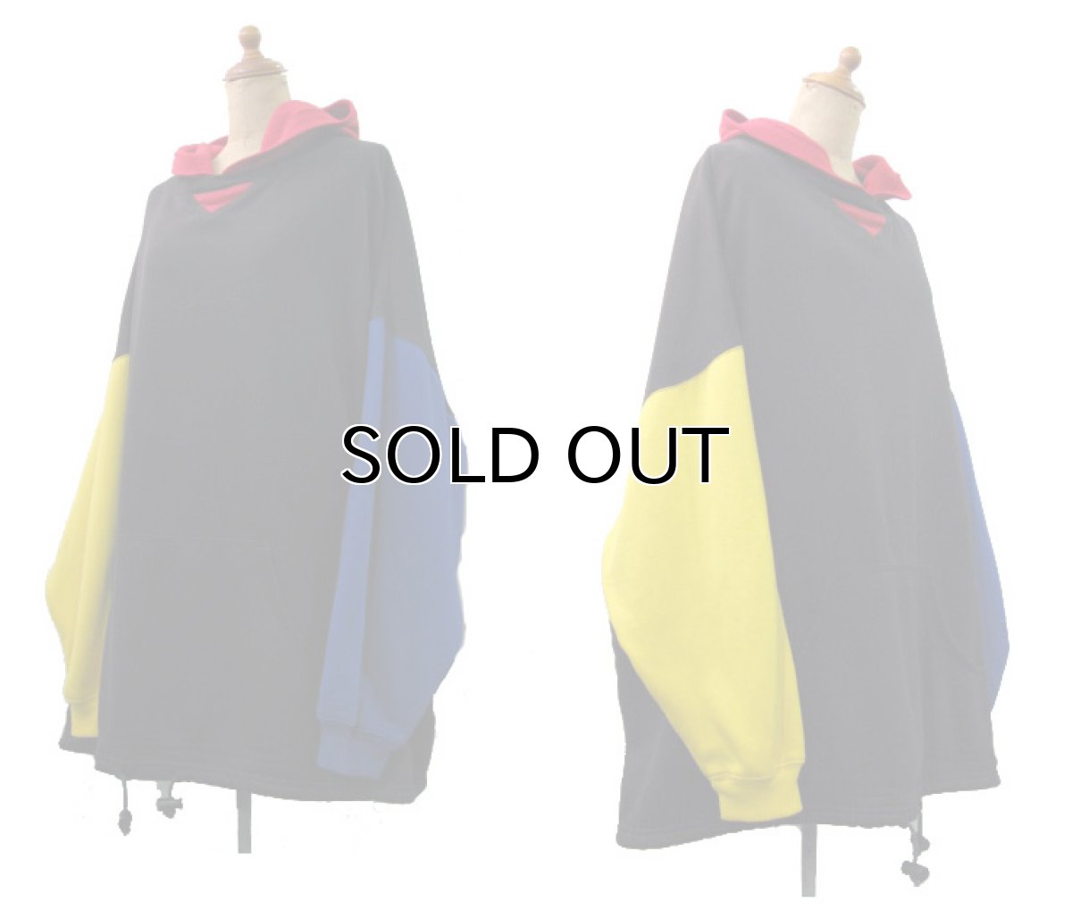 画像2: 1990's~ "VEBEZIA"  Multi Color Sweat Parka  BLACK/YELLOW/RED/BLUE　size XL ~ (表記 26/28) (2)