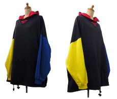 画像2: 1990's~ "VEBEZIA"  Multi Color Sweat Parka  BLACK/YELLOW/RED/BLUE　size XL ~ (表記 26/28) (2)