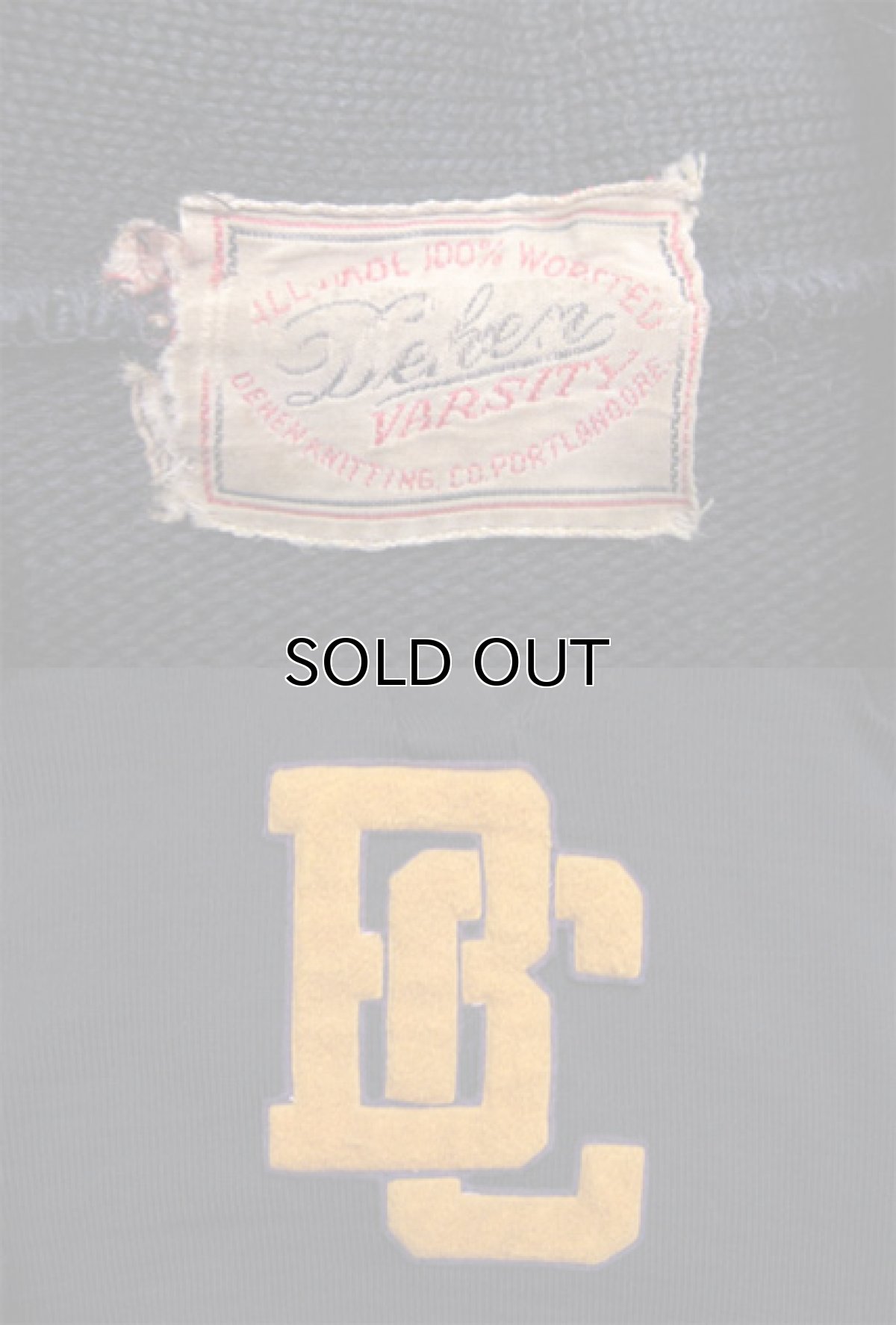 画像5: 1950's "Dahen" V-NECK Lettered Pullover Sweater  NAVY/Blue+Yellow LINE　size M (表記 不明) (5)