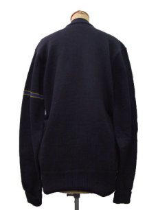 画像2: 1950's "Dahen" V-NECK Lettered Pullover Sweater  NAVY/Blue+Yellow LINE　size M (表記 不明) (2)