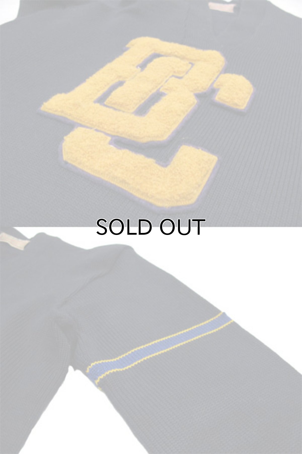 画像4: 1950's "Dahen" V-NECK Lettered Pullover Sweater  NAVY/Blue+Yellow LINE　size M (表記 不明) (4)