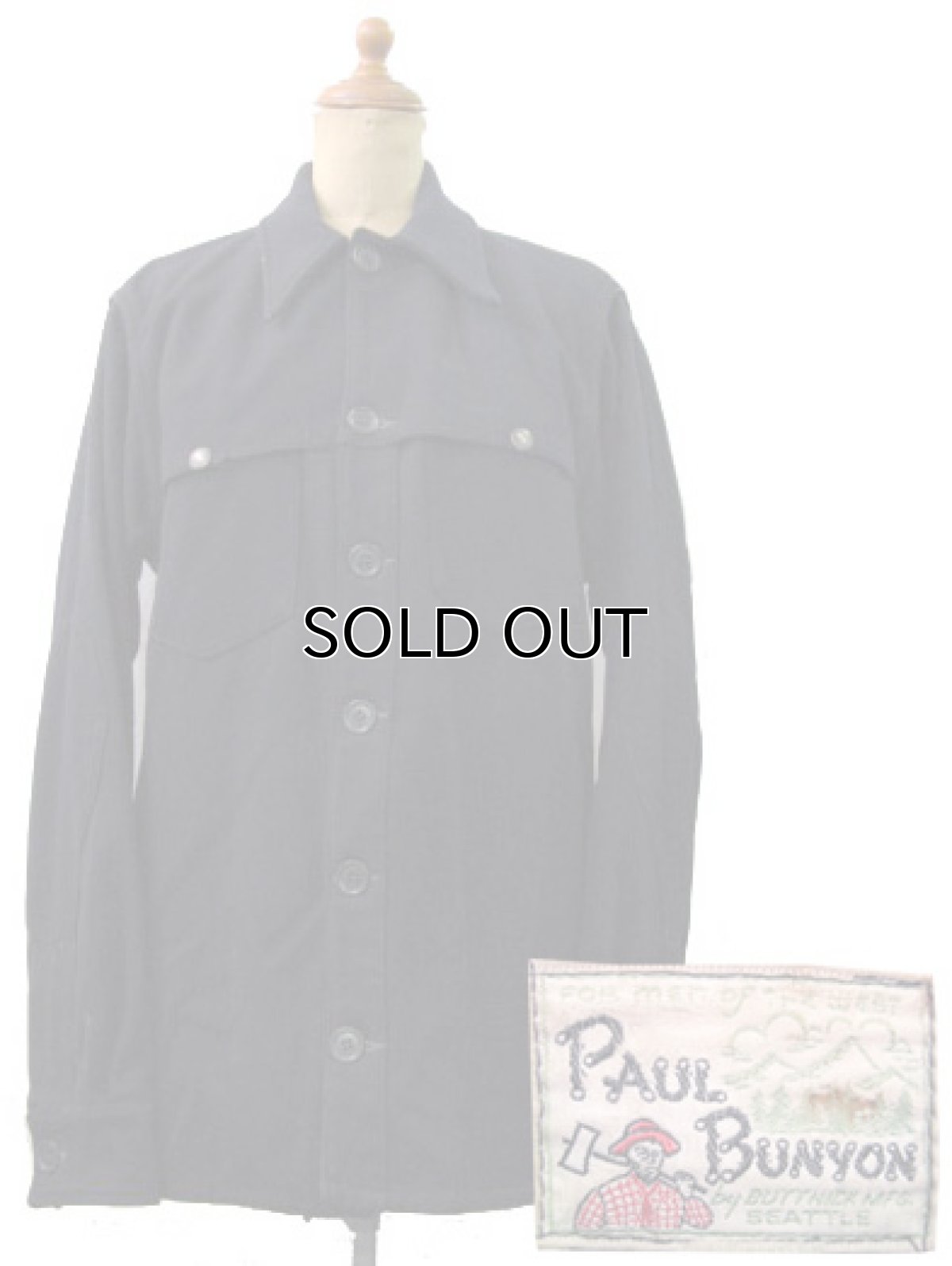 画像1: 1940's "Paul Bunyon" Single Mackinaw Heavy Wool Shirts　DARK NAVY　size S - M  (表記 なし) (1)