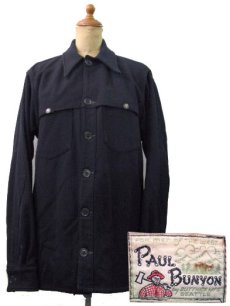 画像1: 1940's "Paul Bunyon" Single Mackinaw Heavy Wool Shirts　DARK NAVY　size S - M  (表記 なし) (1)