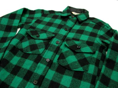 画像3: 1970's "LL Bean" Buffalo Check Wool CPO Shirts　GREEN/BLACK　size S  (表記 なし)