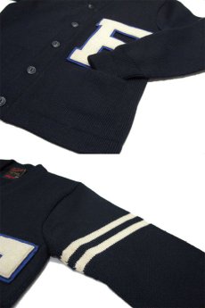 画像3: 1950's "GREWE" Lettered Cardigan  NAVY/WHITE LINE　size S - M (表記 L) (3)