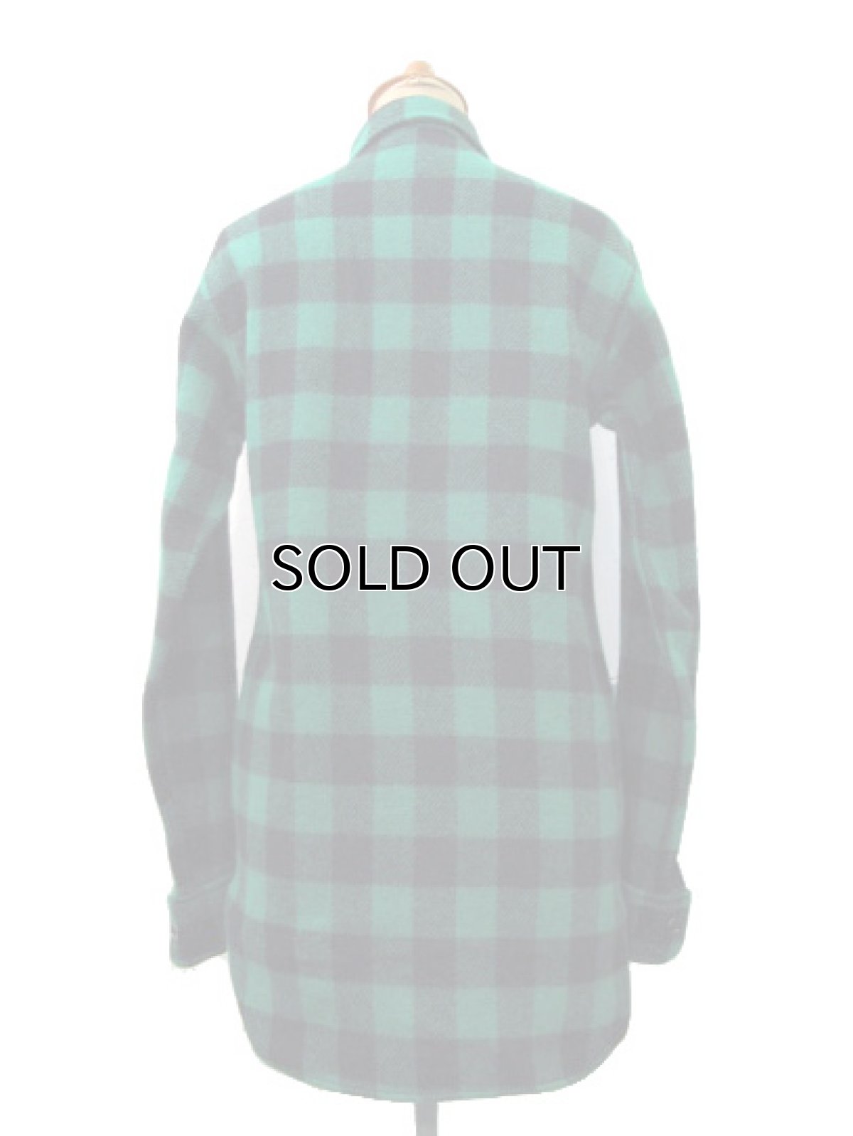 画像2: 1970's "LL Bean" Buffalo Check Wool CPO Shirts　GREEN/BLACK　size S  (表記 なし) (2)