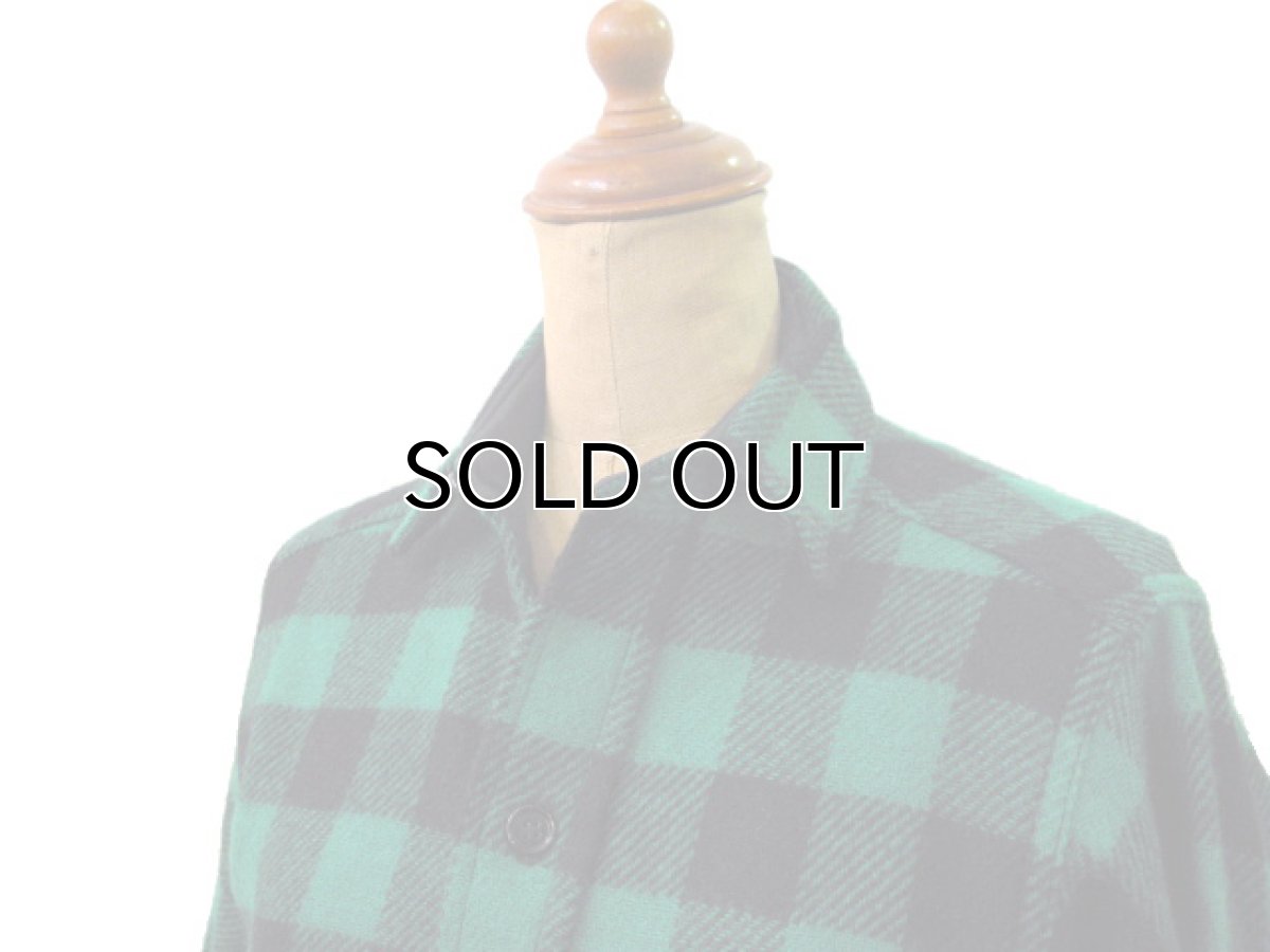 画像3: 1970's "LL Bean" Buffalo Check Wool CPO Shirts　GREEN/BLACK　size S  (表記 なし) (3)