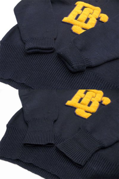画像2: 1950's "Dahen" V-NECK Lettered Pullover Sweater  NAVY/Blue+Yellow LINE　size M (表記 不明)