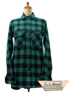 画像1: 1970's "LL Bean" Buffalo Check Wool CPO Shirts　GREEN/BLACK　size S  (表記 なし) (1)