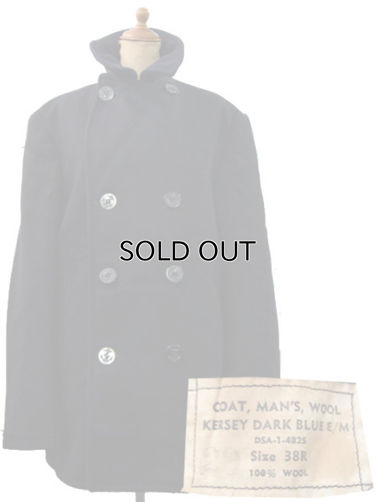 画像1: 1950's "US NAVY" 8-BUTTON Wool P-COAT　DARK NAVY　size L  (表記 38R) (1)