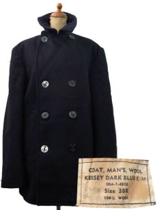 画像1: 1950's "US NAVY" 8-BUTTON Wool P-COAT　DARK NAVY　size L  (表記 38R) (1)