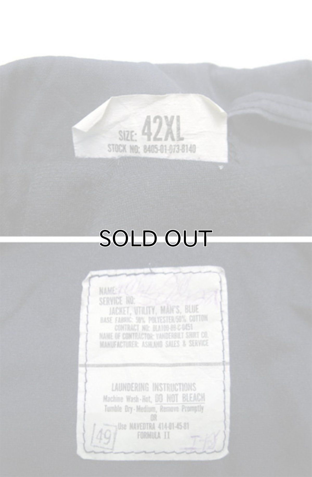 画像4: 1980'sUS Military Utility Jacket　NAVY　size L  (表記 42) (4)