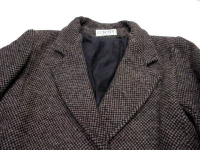 画像1: 1980~90's"CONCEPT" Double Breasted  Tweed Chester Field Coat  BROWN　size M  (表記 16)