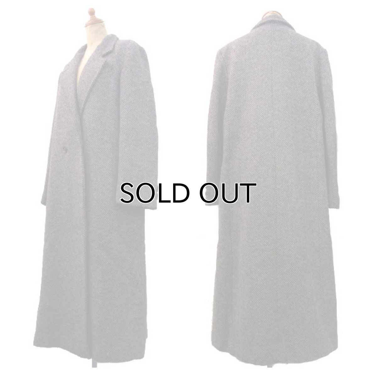 画像2: 1980~90's"CONCEPT" Double Breasted  Tweed Chester Field Coat  BROWN size M  (表記 16) (2)