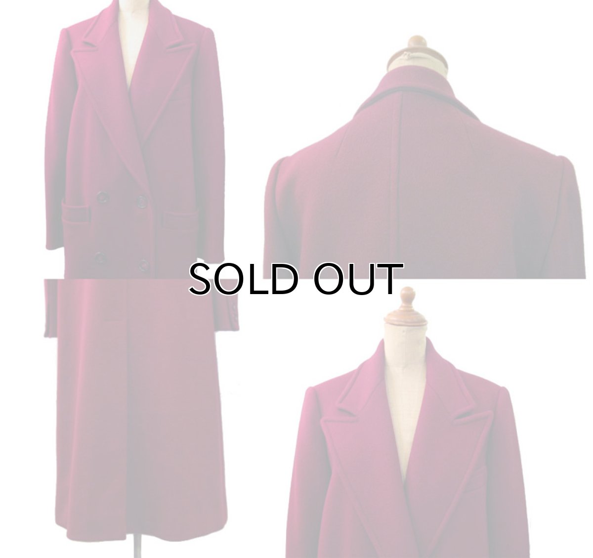 画像3: 1980's"Benard Petite" Double Breasted  Wool Chester Field Coat  BURGUNDY size S  (表記 10) (3)