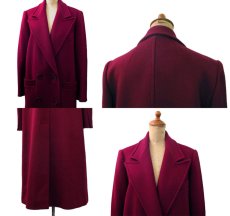 画像3: 1980's"Benard Petite" Double Breasted  Wool Chester Field Coat  BURGUNDY　size S  (表記 10) (3)