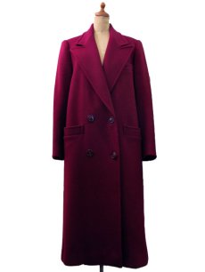 画像1: 1980's"Benard Petite" Double Breasted  Wool Chester Field Coat  BURGUNDY　size S  (表記 10) (1)