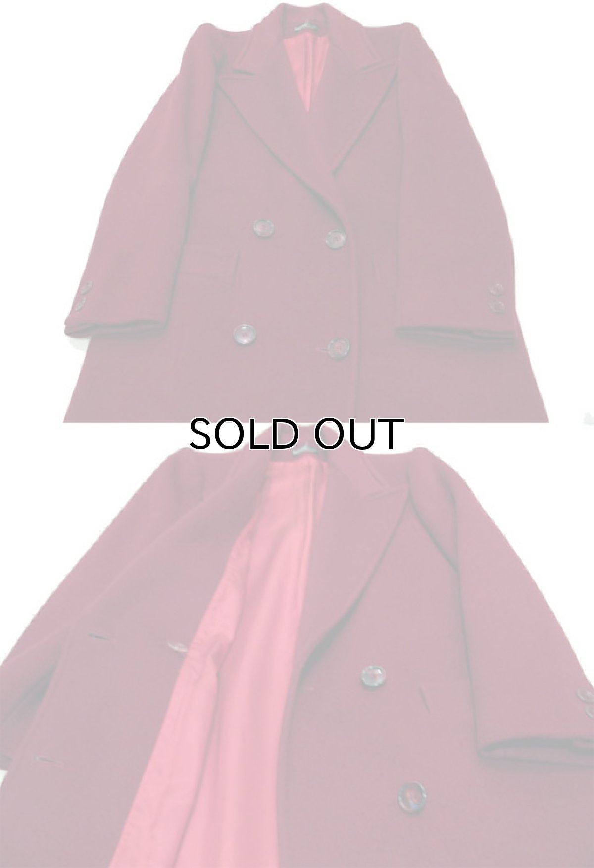 画像5: 1980's"Benard Petite" Double Breasted  Wool Chester Field Coat  BURGUNDY size S  (表記 10) (5)