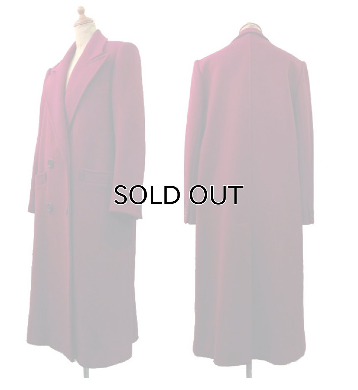 画像2: 1980's"Benard Petite" Double Breasted  Wool Chester Field Coat  BURGUNDY size S  (表記 10) (2)