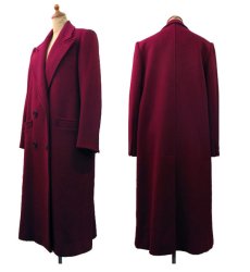 画像2: 1980's"Benard Petite" Double Breasted  Wool Chester Field Coat  BURGUNDY　size S  (表記 10) (2)
