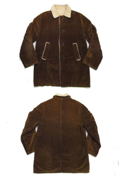 画像1: 1970's Corduroy Boa Half Coat  BROWN　size L  (表記 ---)