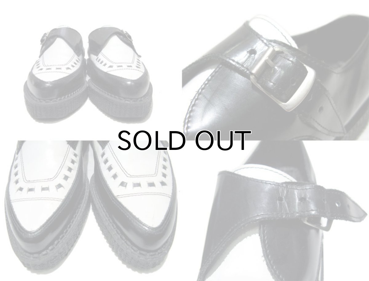 画像4: "UNDERGROUND" Single Strap TWO-TONE Rubber Sole  BLACK / WHITE  made in England　 size US 9  ( 42 / 27 cm ) (4)