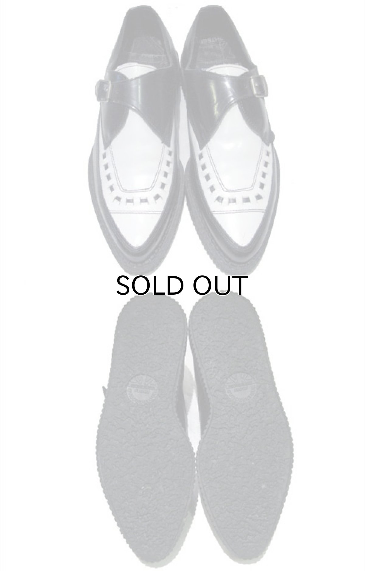 画像2: "UNDERGROUND" Single Strap TWO-TONE Rubber Sole  BLACK / WHITE  made in England　 size US 9  ( 42 / 27 cm ) (2)