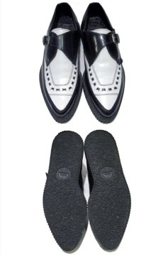 画像2: "UNDERGROUND" Single Strap TWO-TONE Rubber Sole  BLACK / WHITE  made in England　 size US 9  ( 42 / 27 cm ) (2)