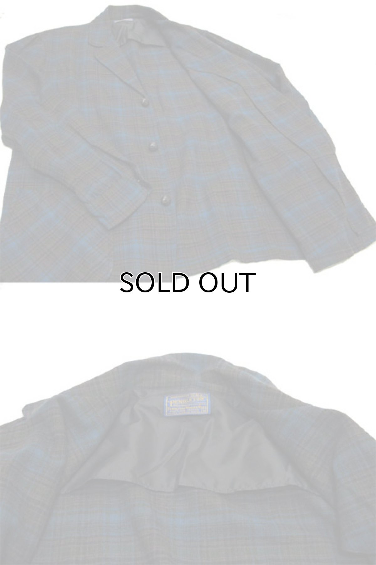 画像3: 1950's~ "Pendleton" Check Pattern 3-Button Jacket 青系 size M - L (表記 M)  (3)