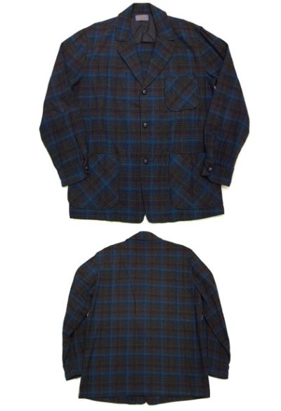 画像1: 1950's~ "Pendleton" Check Pattern 3-Button Jacket　青系　size M - L (表記 M) 