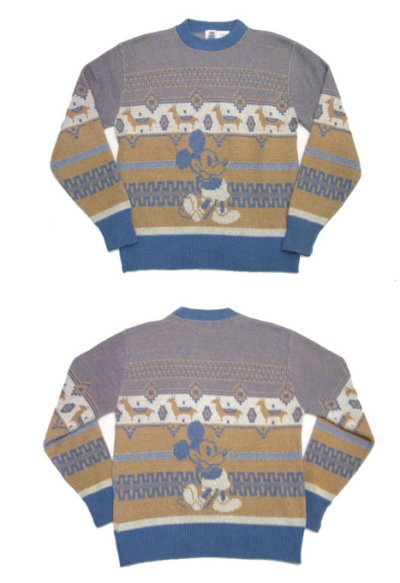 画像1: 1970's "Kennington" Jacquard Weave Pullover Sweater "Mickey Mouse"　size M (表記 LARGE)