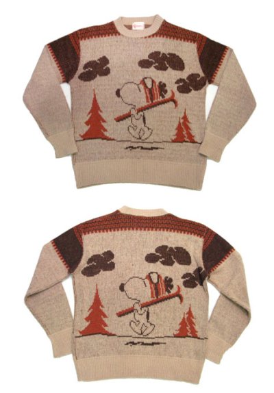 画像1: 1970's "Brandywine of California" Jacquard Weave Pullover Sweater "SNOOPY"　size M - L (表記 無し)