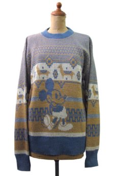 画像1: 1970's "Kennington" Jacquard Weave Pullover Sweater "Mickey Mouse"　size M (表記 LARGE) (1)