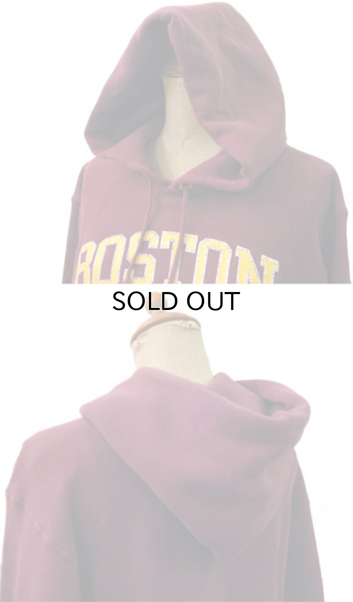 画像2: 1980's "Champion" Reverse Weave "BOSTON COLLEGE" Sweat Parka   BURGUNDY size 表記 M (2)