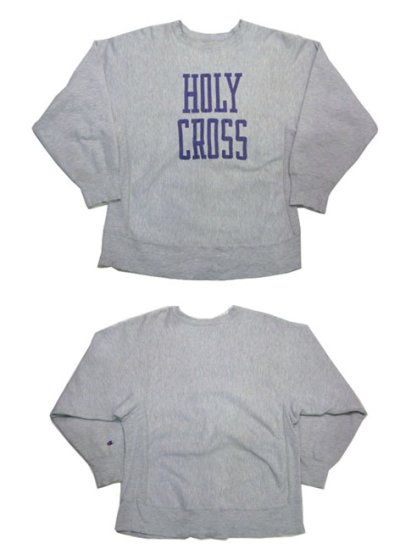 画像1: 1980's "Champion" Reverse Weave "HOLLY CROSS" Sweat Shirts  GREY　size 表記 L