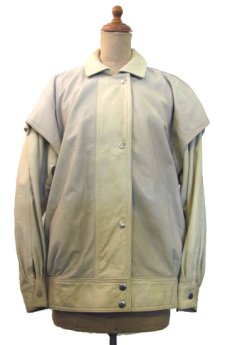 画像1: 1980-90's "MAGLIA" Combination Design Leather Jacket  NATURAL/BEIGE　size M 位 (表記 2) (1)