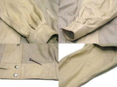 画像2: 1980-90's "MAGLIA" Combination Design Leather Jacket  NATURAL/BEIGE　size M 位 (表記 2)