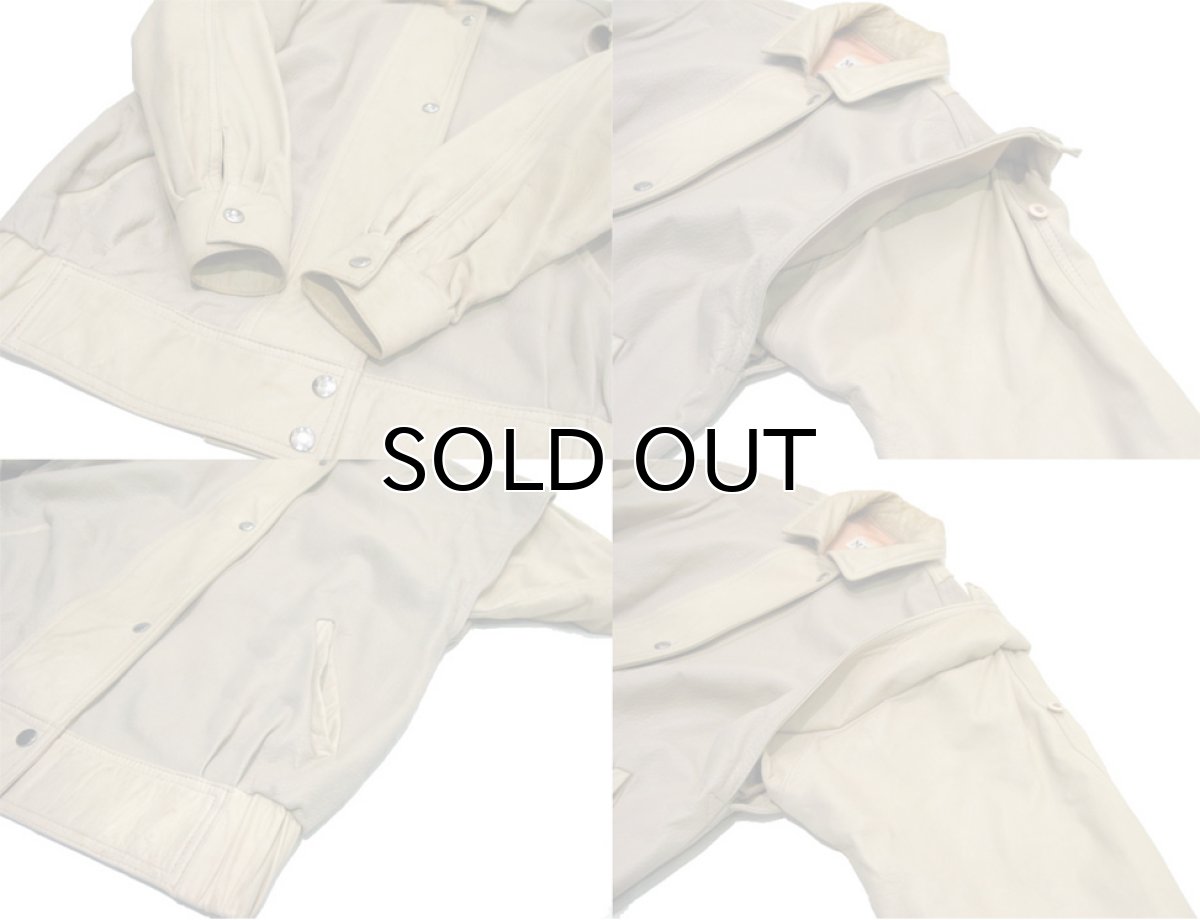 画像4: 1980-90's "MAGLIA" Combination Design Leather Jacket  NATURAL/BEIGE　size M 位 (表記 2) (4)