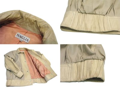 画像3: 1980-90's "MAGLIA" Combination Design Leather Jacket  NATURAL/BEIGE　size M 位 (表記 2)