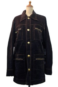 画像1: 1970's "TOWN CRAFT" Velour Boa Half Coat　BROWN　size S-M  ( 表記 S ) (1)