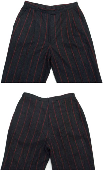 画像1: 1990's EUROPE Stripe Wool Trousers　Charcoal/Red　size  w 29.5 inch (表記 40)