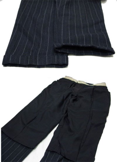 画像2: 1990's "Banana Republic" Cotton/Wool Stripe Trousers　NAVY　size  w 33 inch (表記 33R)