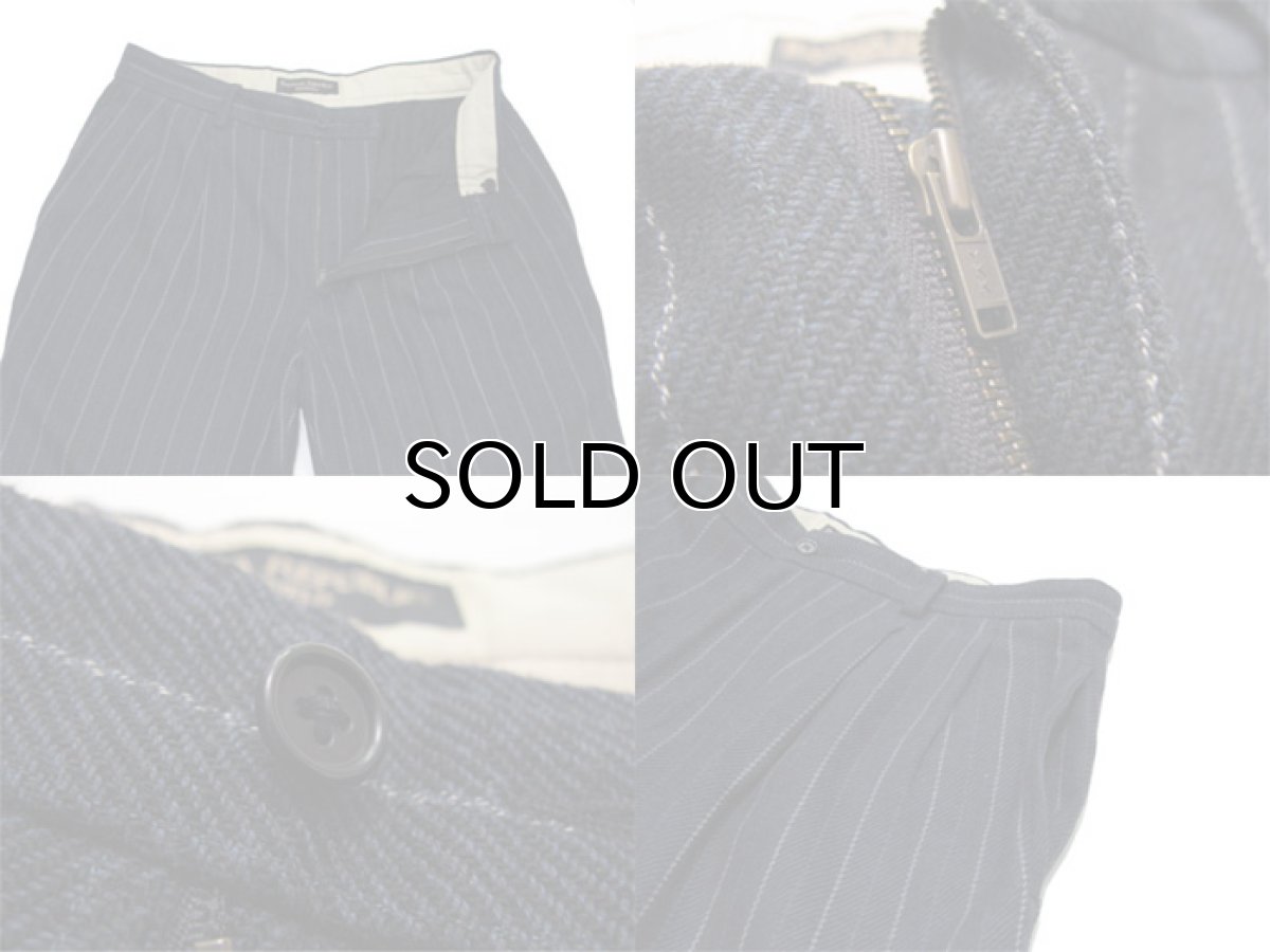 画像3: 1990's "Banana Republic" Cotton/Wool Stripe Trousers NAVY size  w 33 inch (表記 33R) (3)